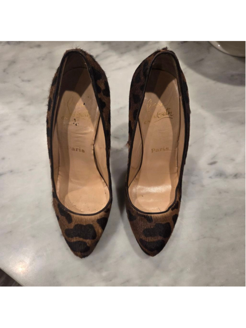 Louboutin Calf Hair Leopard Platform Heels size 38.5 - Picture 2 of 8